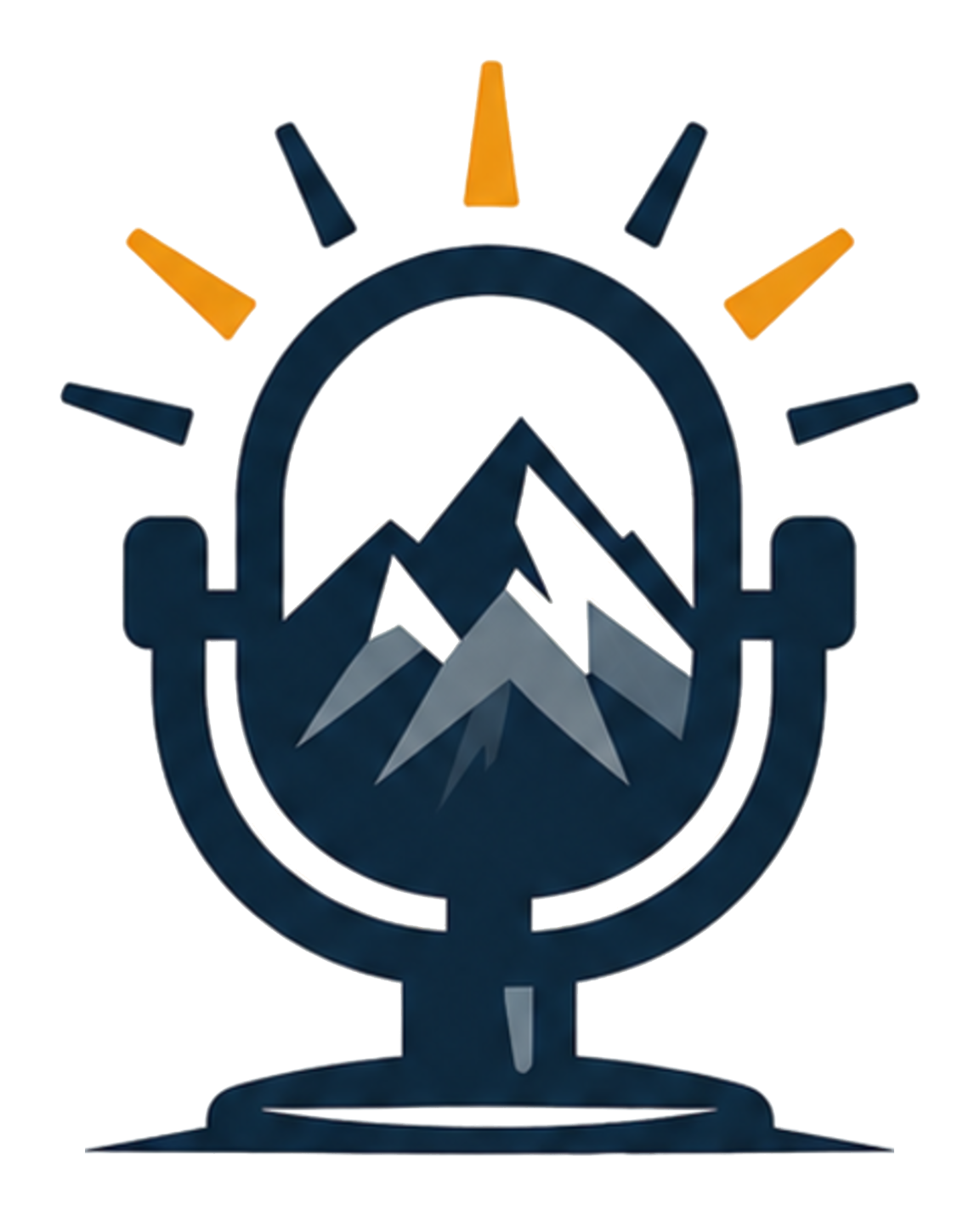 Lead Differently podcast mark: a microphone holding a mountain ridge